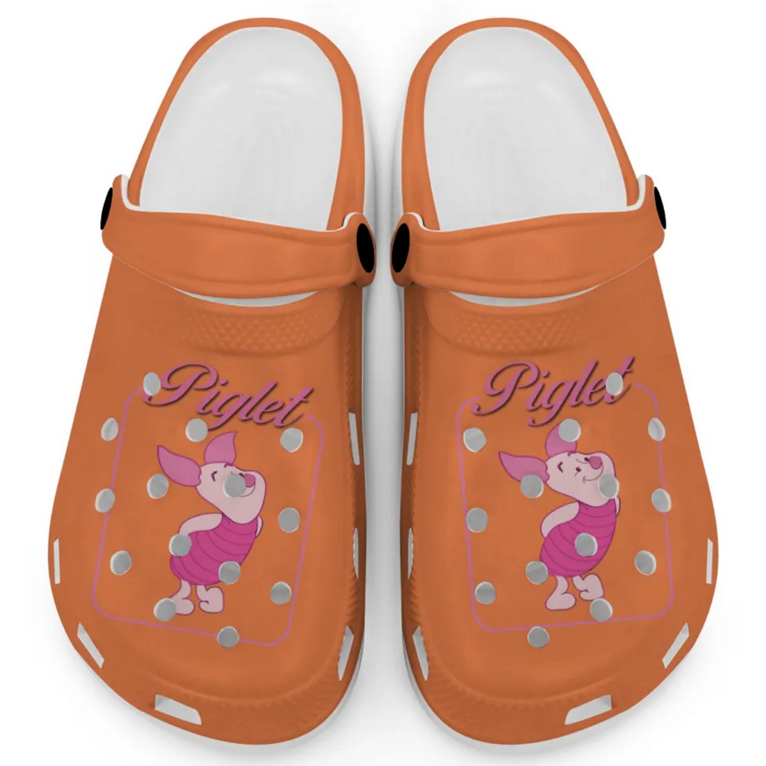 Piglet Winnie The Pooh Cartoon Orange Crocs Crocband Clogs Shoes Comfortable For Men Women and Kids