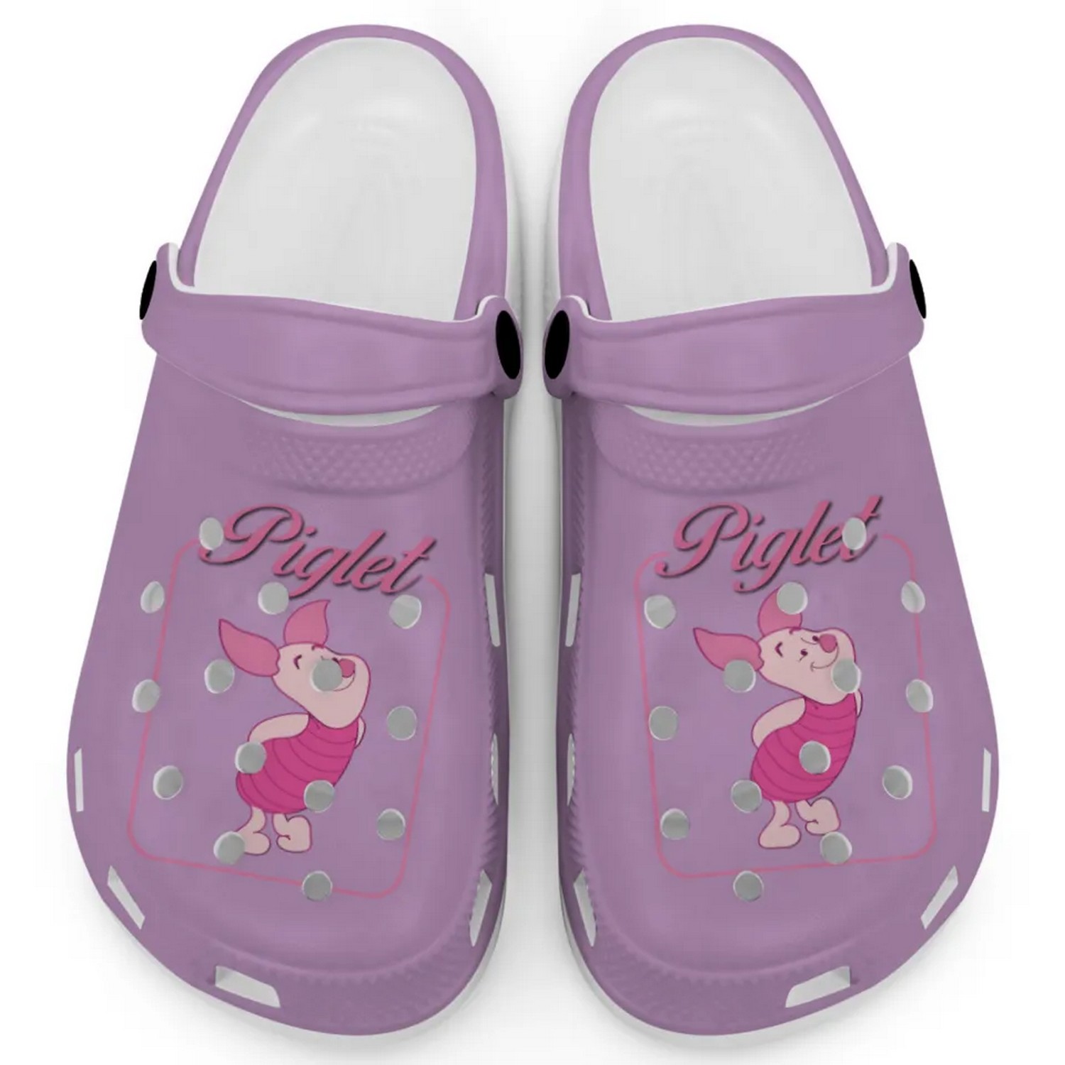 Piglet Winnie The Pooh Cartoon Violet Crocs Crocband Clogs Shoes Comfortable For Men Women and Kids