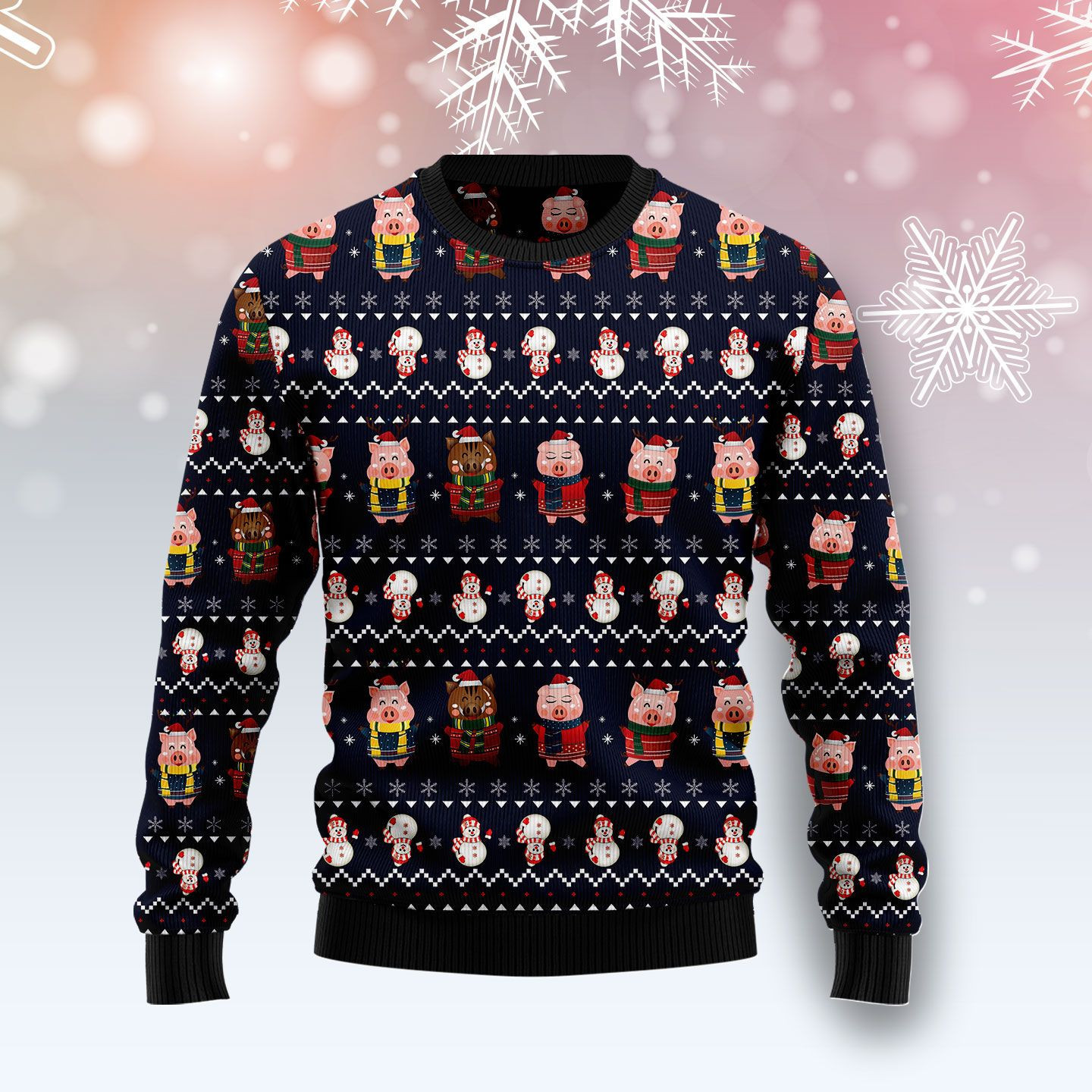Pigs Cute  Ugly Christmas Sweater Adult 3D Funny Matching for family