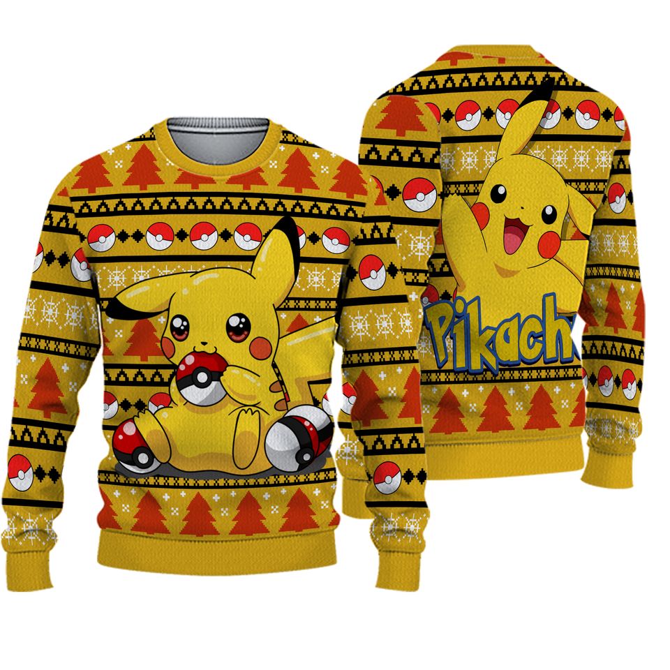 Pika PKM Ugly Christmas Sweater, 3D Sweater