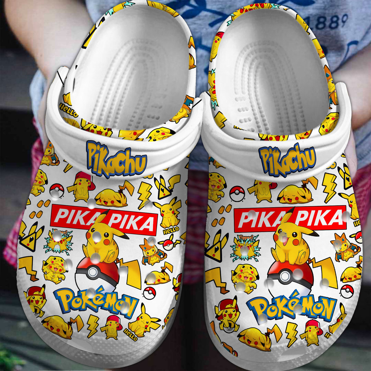Pikachu Pokemon Anime Cartoon Crocs Crocband Clogs Shoes Comfortable For Men Women and Kids