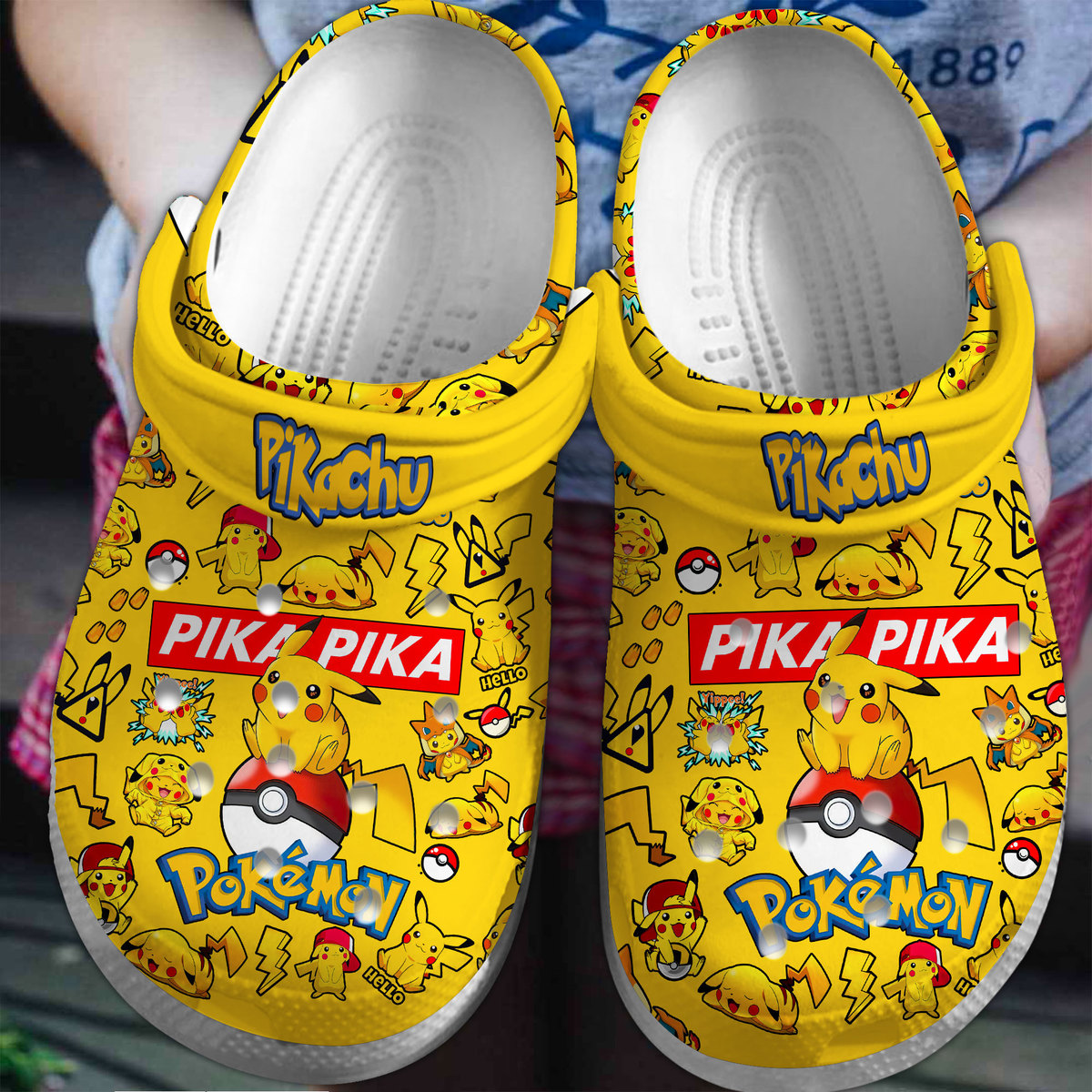 Pikachu Pokemon Anime Cartoon Crocs Crocband Clogs Shoes Comfortable For Men Women and Kids