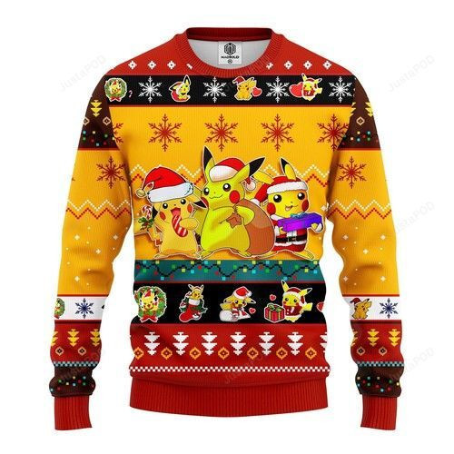 Pikachu Pokemon Christmas For Pokemon Lovers Ugly Christmas Sweater Adult 3D Funny Matching for family