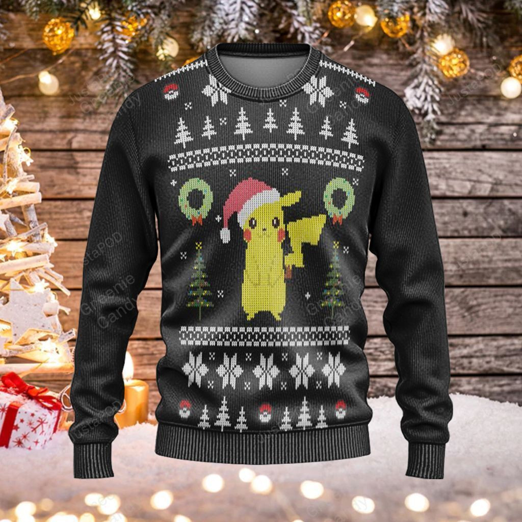 Pikachu Ugly Christmas Sweater Adult 3D Funny Matching for family