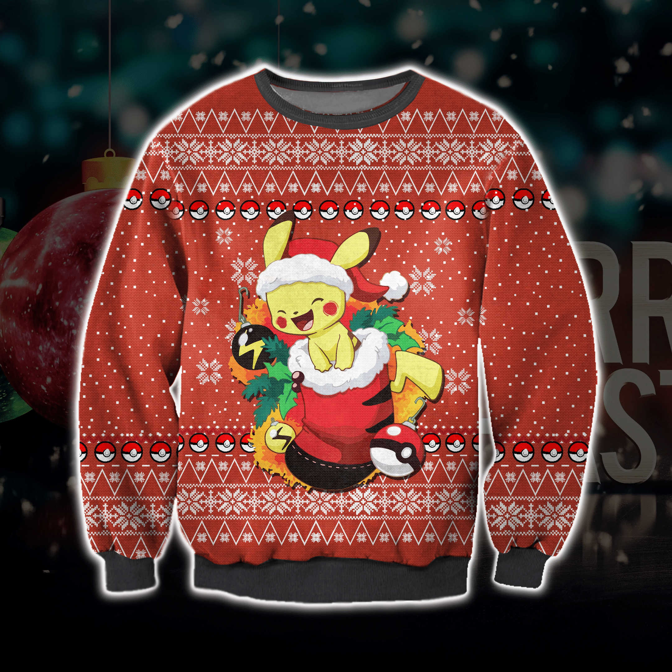 Pikachu Ugly Christmas Sweater Adult 3D Funny Matching for family