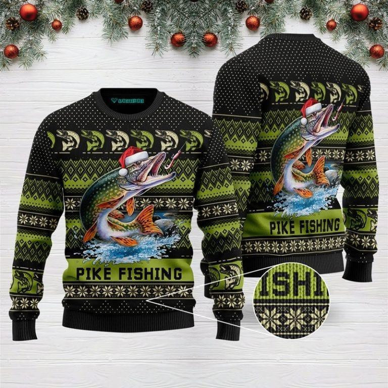 Pike Fishing For Ugly Christmas Sweater Adult 3D Funny Matching for family