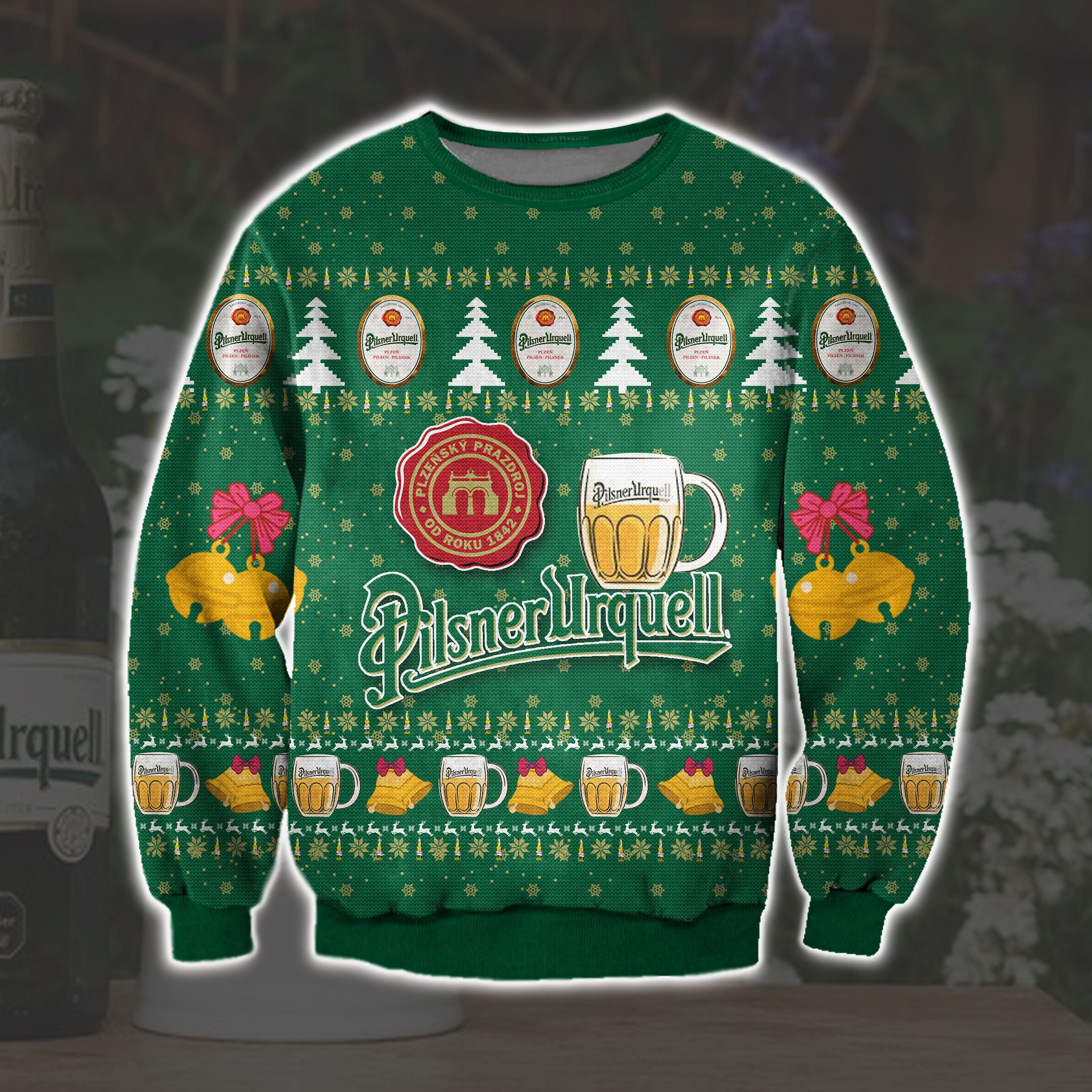 Pilsner Urquell Knitting Pattern 3D Print Ugly Christmas Sweater Adult 3D Funny Matching for family