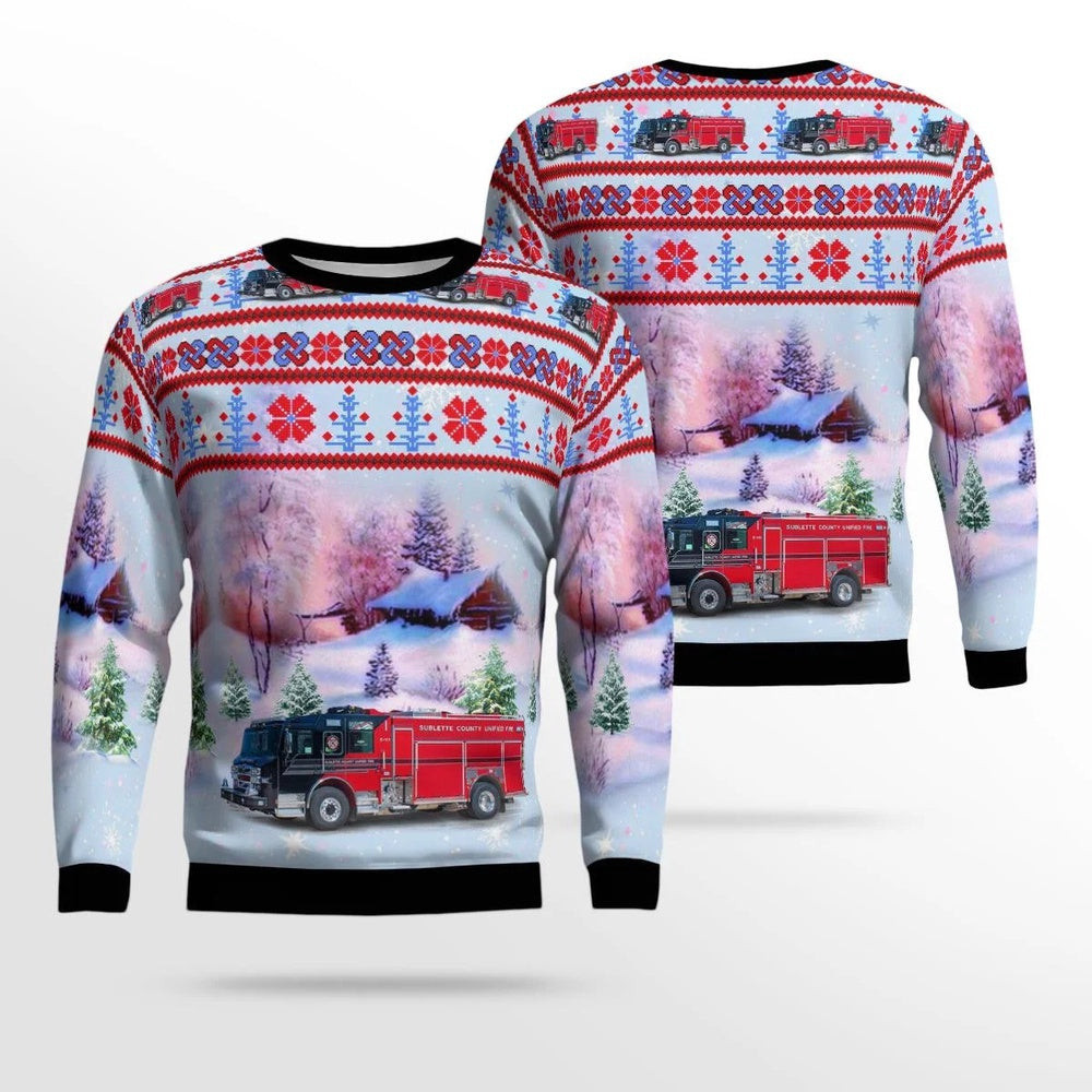 Pinedale Wyoming Sublette County Unified Fire AOP Ugly Sweater Unisex Christmas Gift