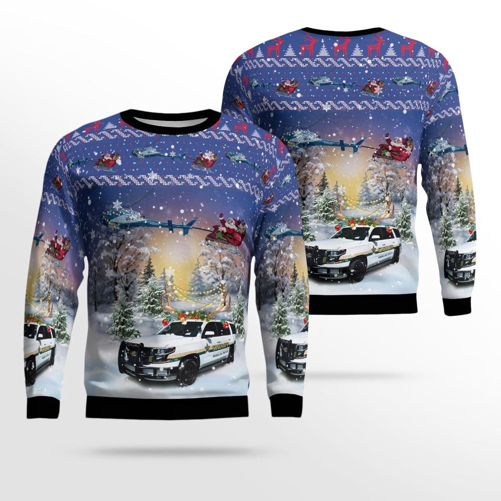 Pinellas County Florida Pinellas County Office Chevy Tahoe and Helicopter AOP Ugly Sweater Unisex Christmas Gift