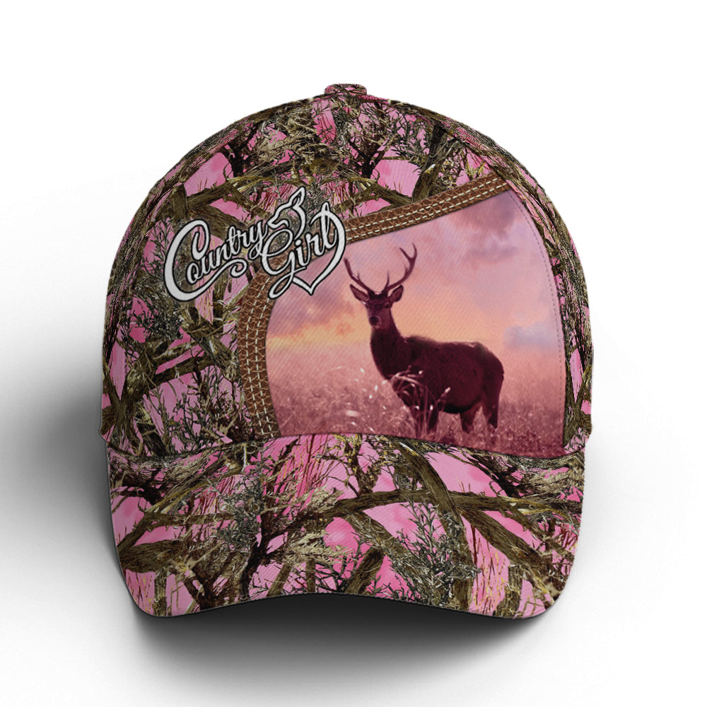 Pink Camouflaged Deer Hunting Baseball Cap Trucker Hats Custom Hats Gifts For Men & Women
