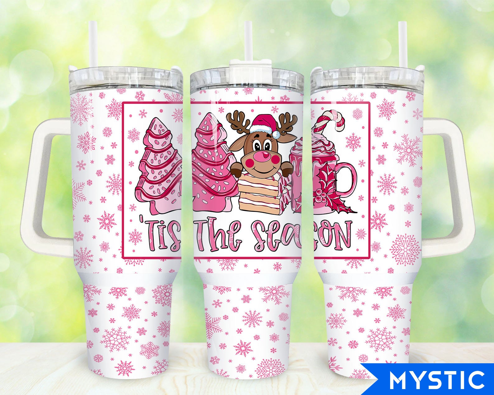 Pink Christmas Reindeer Custom Stanley Cup 40 oz 30 oz Tumbler With HandleTVC2301917
