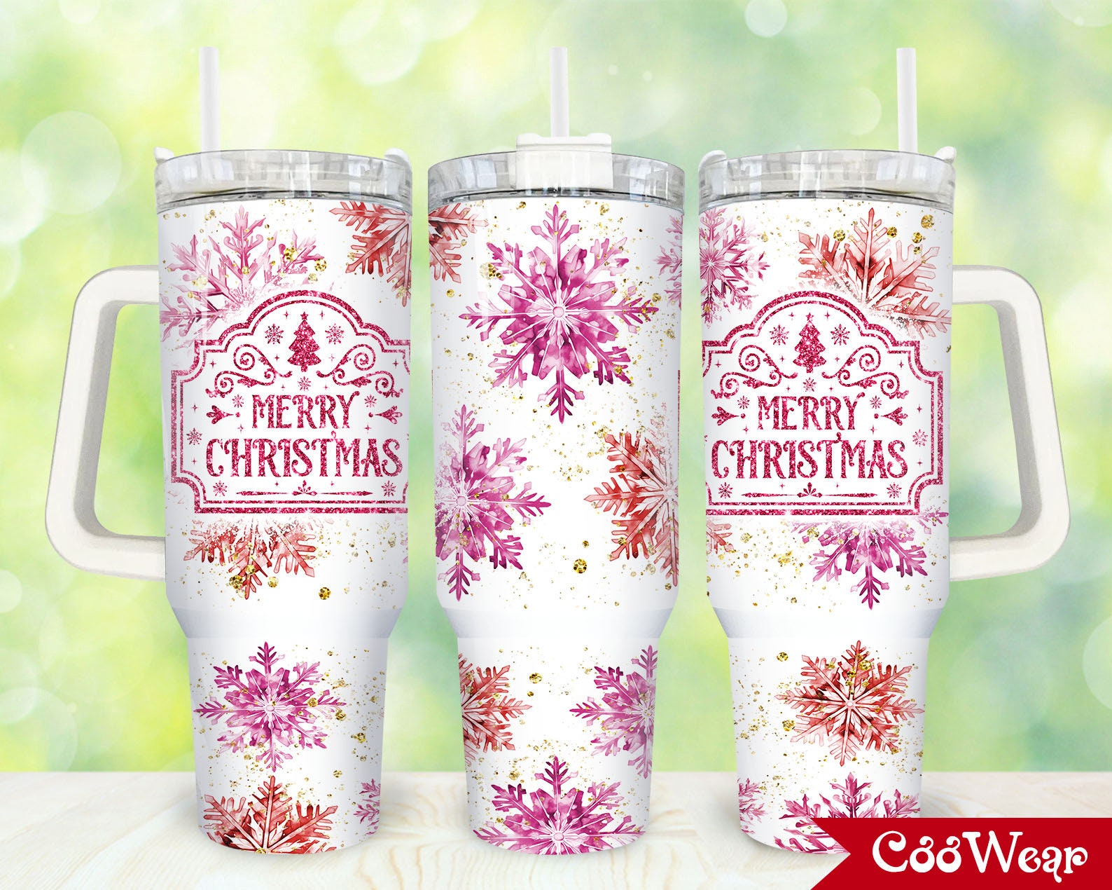 Pink Christmas Snowflakes Custom Stanley Cup 40 oz 30 oz Tumbler With HandleTVC2301875
