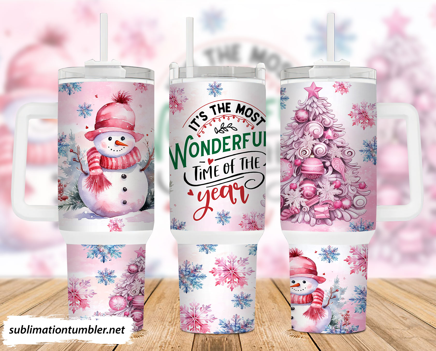 Pink Christmas Snowman Custom Stanley Cup 40 oz 30 oz Tumbler With HandleTVC2301903