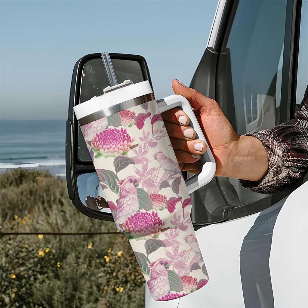 Pink Cockatoo Australia Tropical Flowers – Seamless Pattern Custom Stanley Cup 40 oz 30 oz Tumbler With HandleTVC2301323 - Image 7
