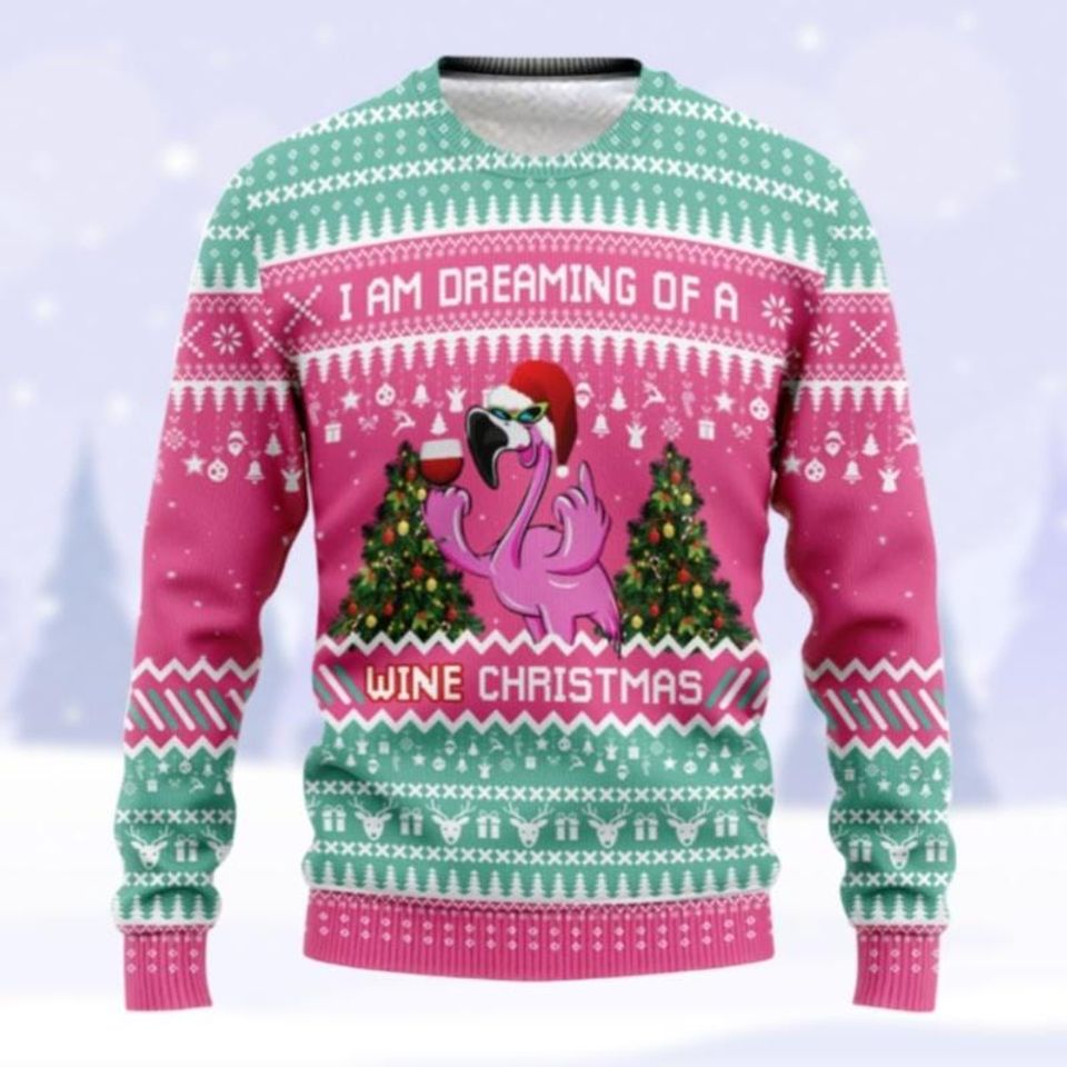 Pink Flamingo Christmas Sweater, Flamingo Lovers Holiday Sweater
