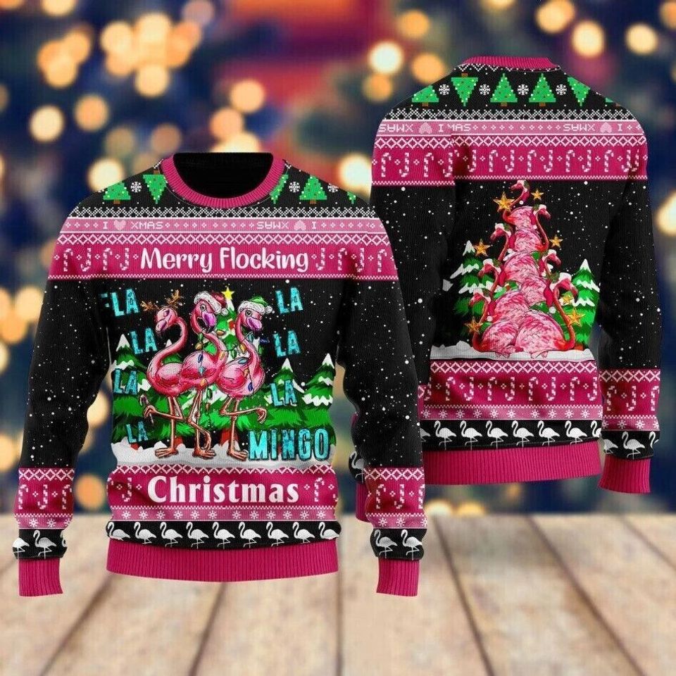 Pink Flamingo Christmas Ugly Christmas Sweater