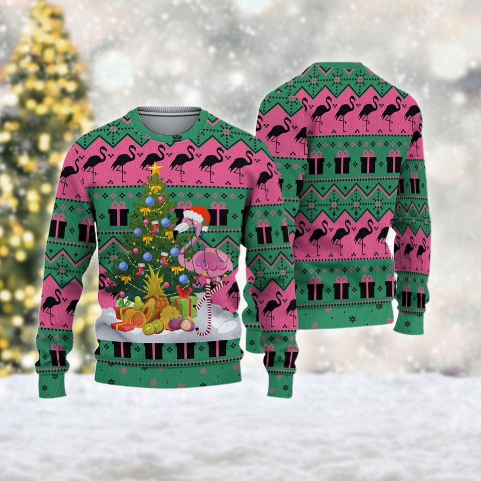Pink Flamingo Christmas Ugly Sweater