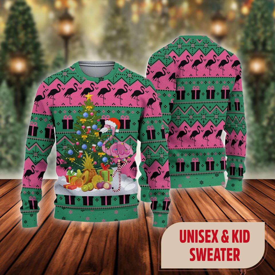Pink Flamingo Christmas Ugly Sweater, Christmas Gift