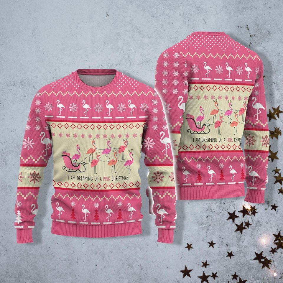 Pink Flamingo Christmas Ugly Sweater for Women