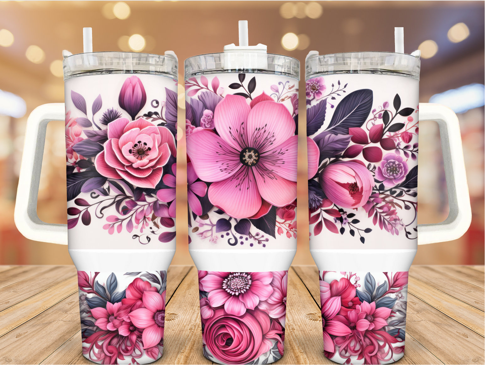 Pink Floral Custom Stanley Cup 40 oz 30 oz Tumbler With HandleTVC2301936