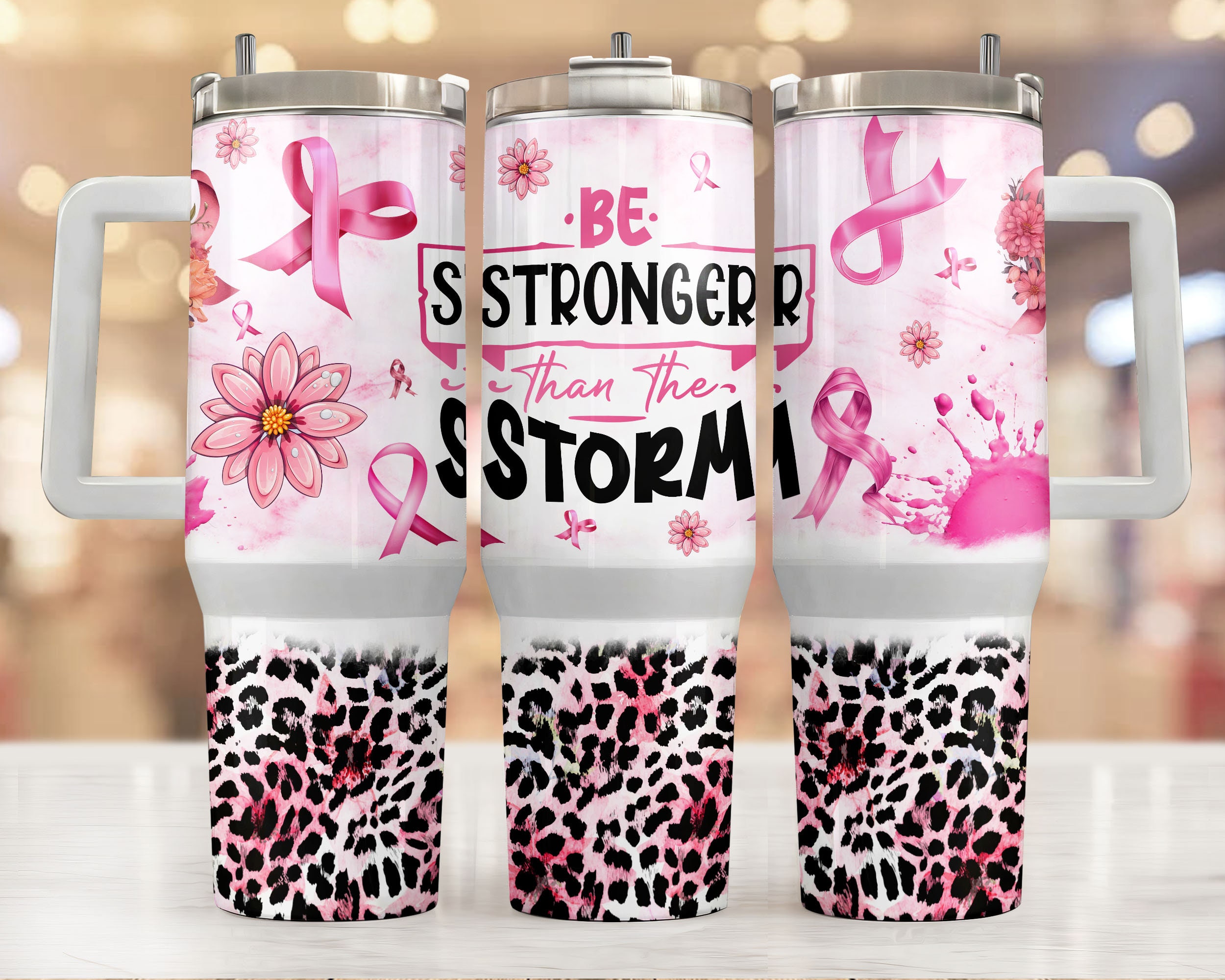 Pink Floral Leopard Custom Stanley Cup 40 oz 30 oz Tumbler With HandleTVC2301955
