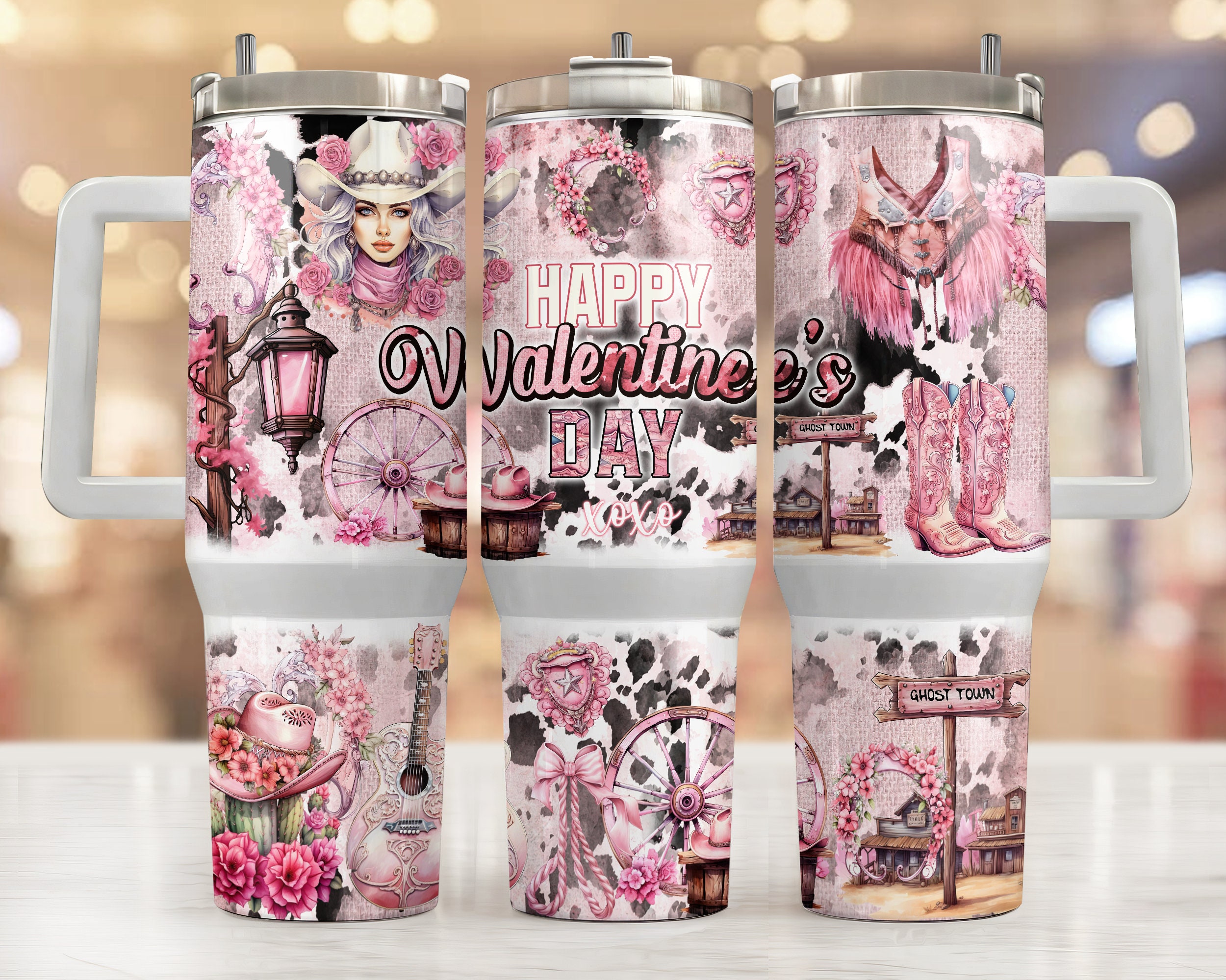 Pink Floral Valentine Gifts Custom Stanley Cup 40 oz 30 oz Tumbler With HandleTVC2301955
