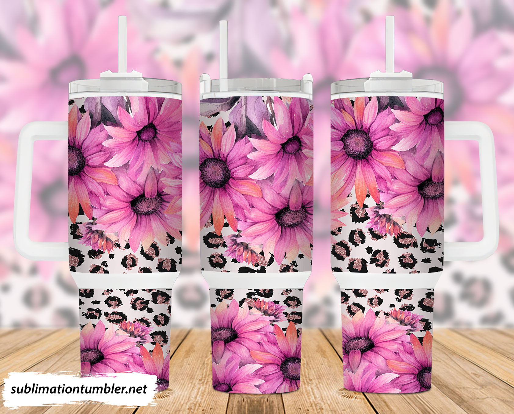 Pink Flowers Custom Stanley Cup 40 oz 30 oz Tumbler With HandleTVC2301902