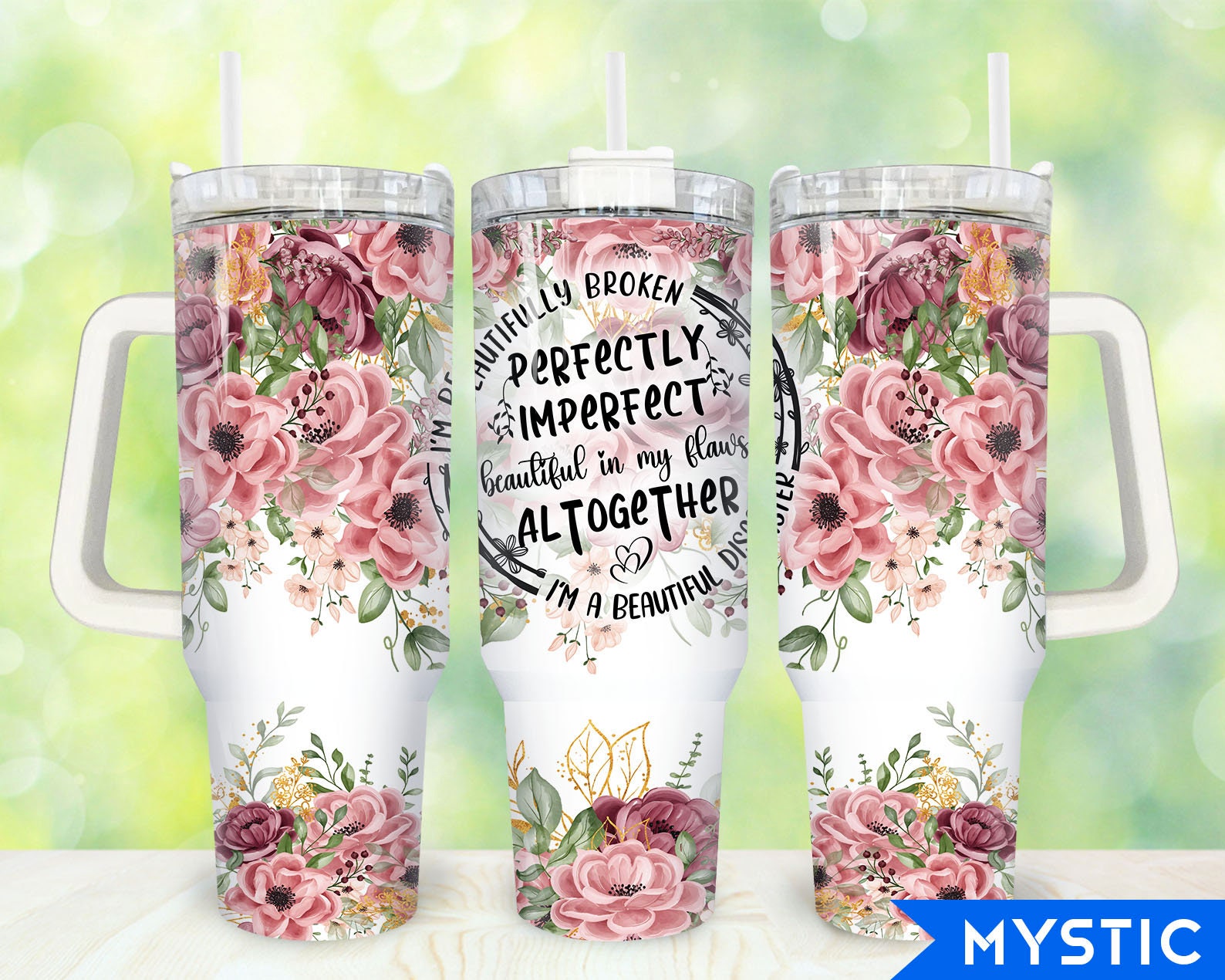 Pink Flowers Custom Stanley Cup 40 oz 30 oz Tumbler With HandleTVC2301917
