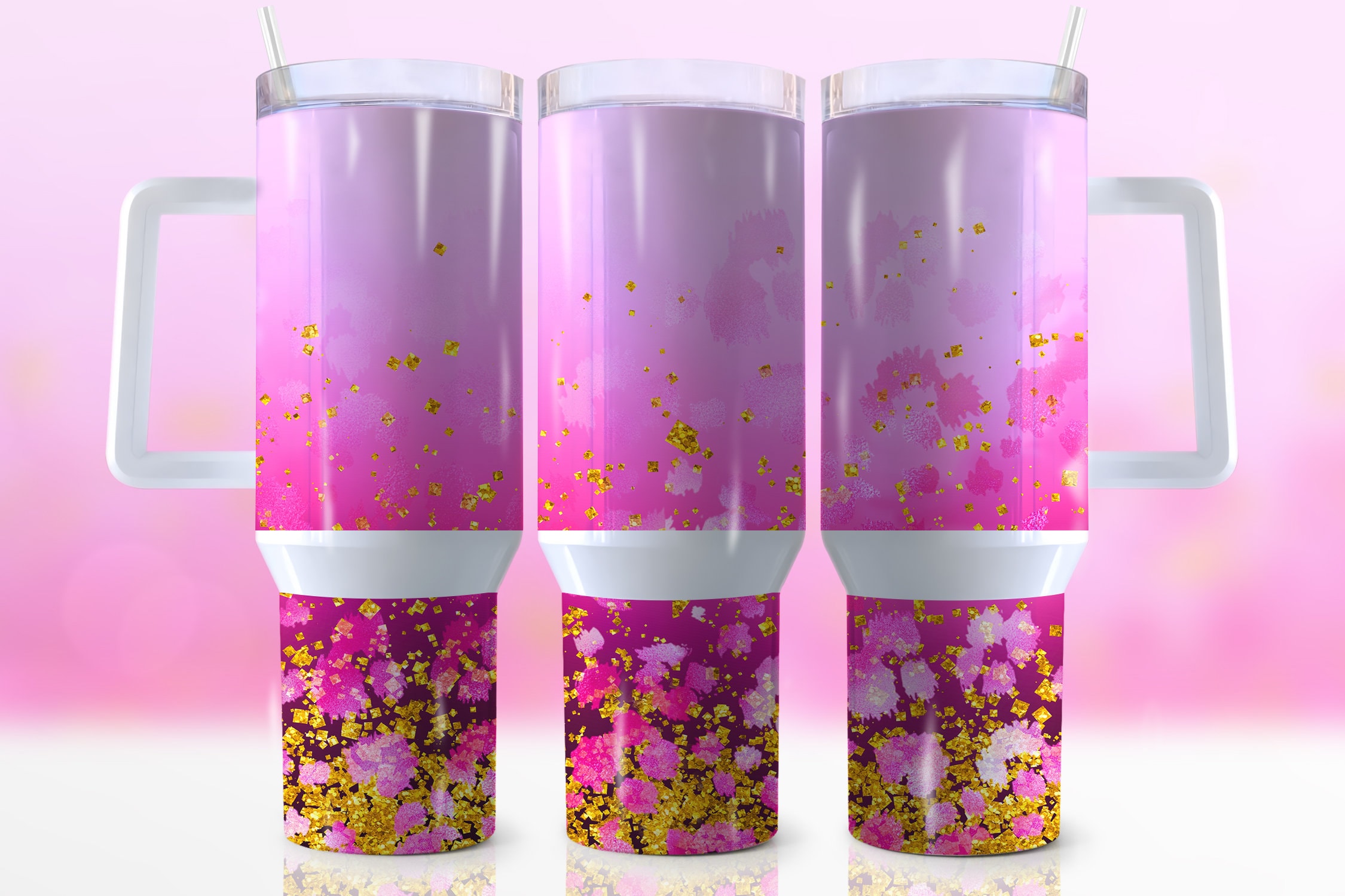 Pink Glitter Ombre Custom Stanley Cup 40 oz 30 oz Tumbler With HandleTVC2301953