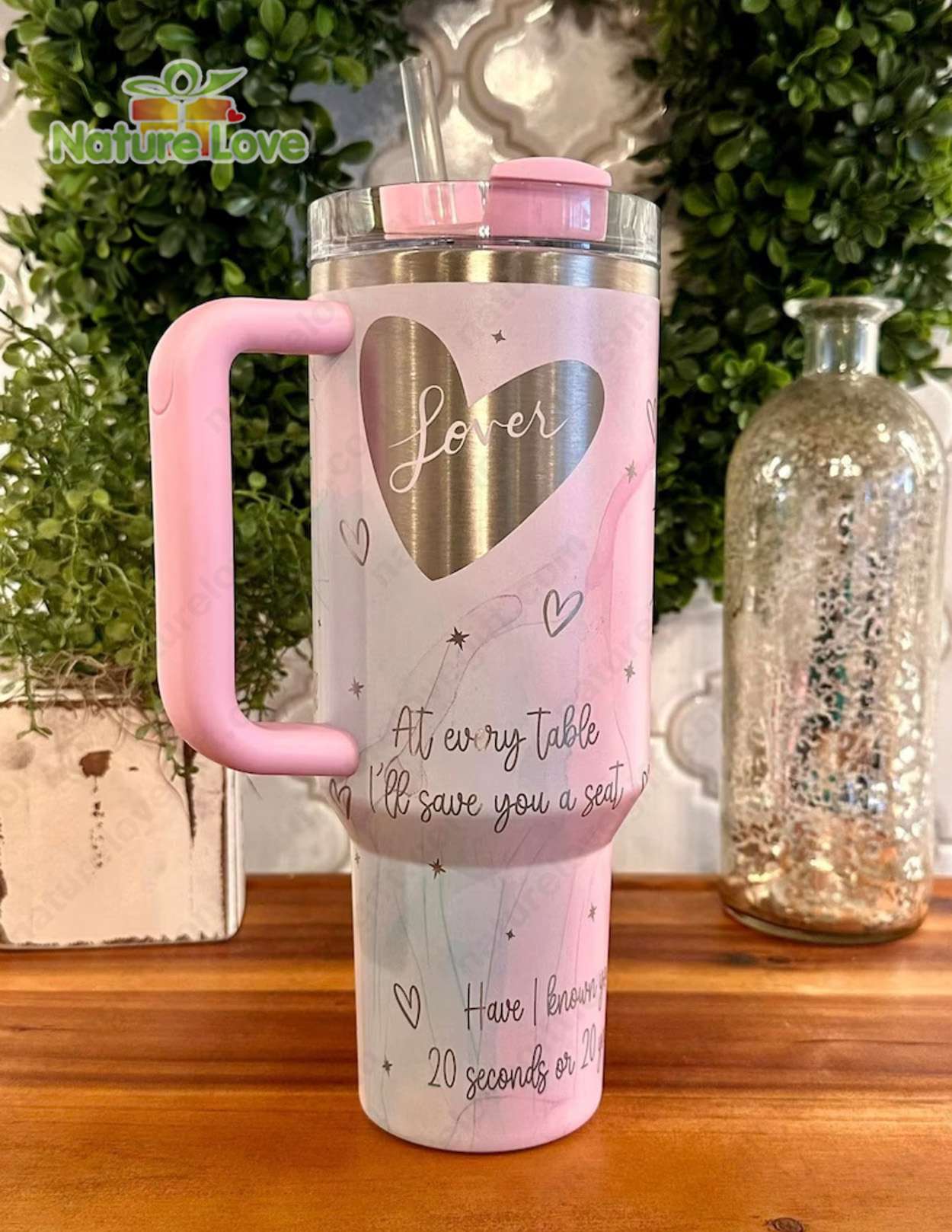 Pink Heart Valentine Custom Stanley Cup 40 oz 30 oz Tumbler With HandleTVC2301904