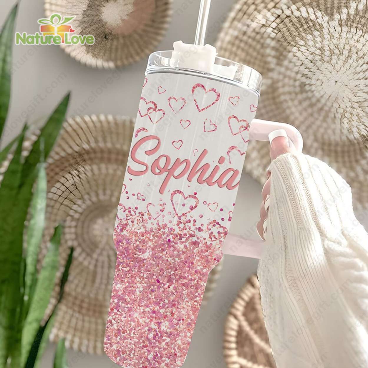 Pink Heart Valentine Custom Stanley Cup 40 oz 30 oz Tumbler With HandleTVC2301904