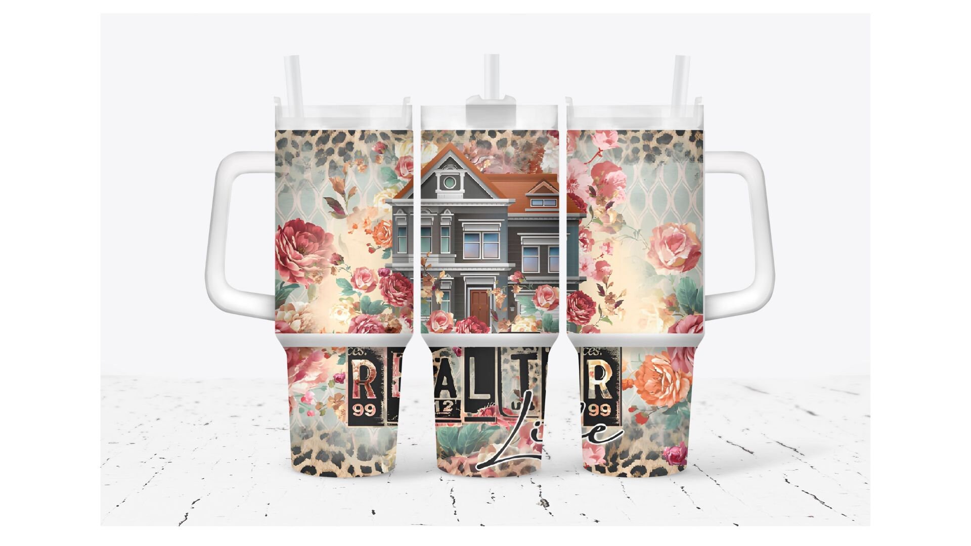 Pink Heart with Leopard Pattern Custom Stanley Cup 40 oz 30 oz Tumbler With HandleTVC2301932