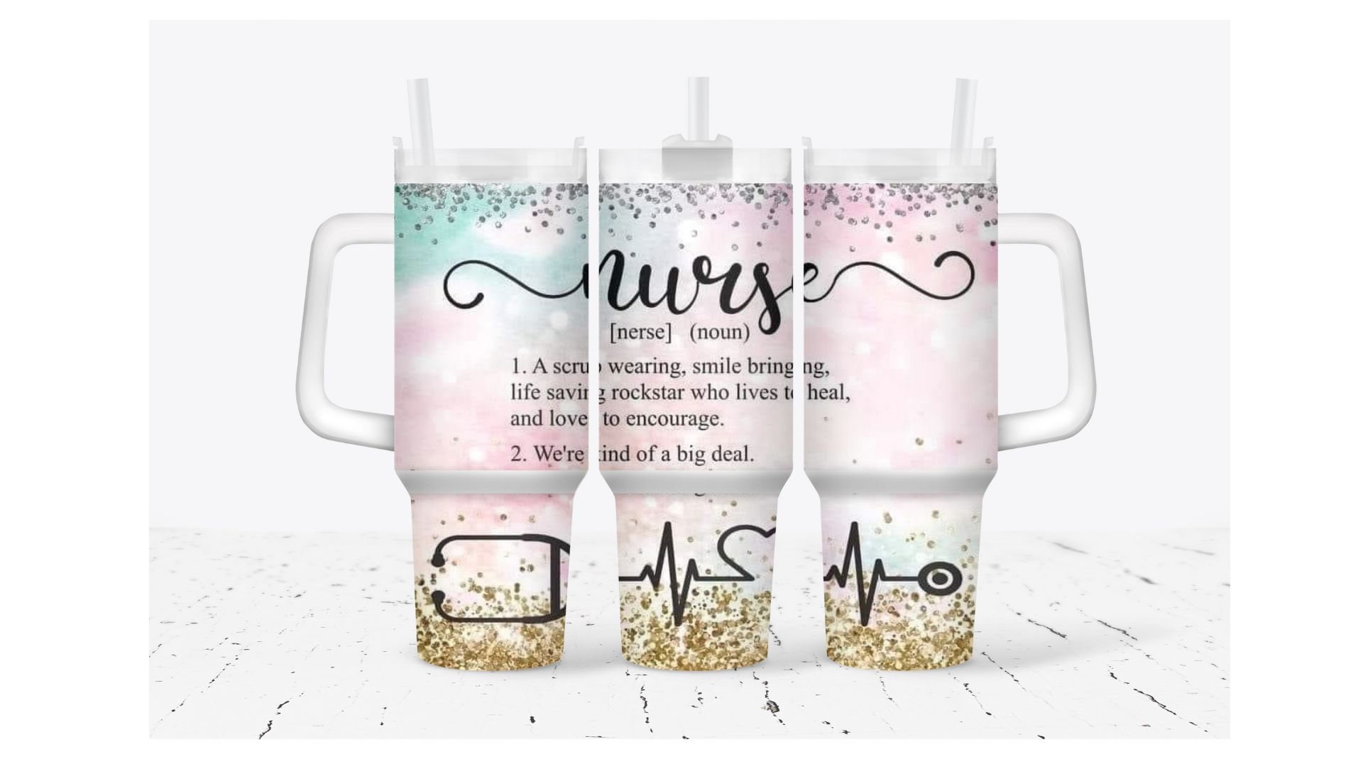 Pink Heartbeat Custom Stanley Cup 40 oz 30 oz Tumbler With HandleTVC2301931