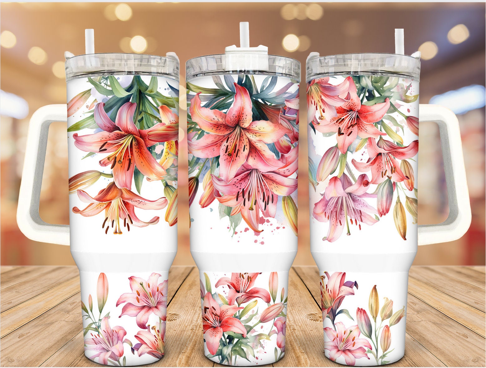 Pink Lilies Custom Stanley Cup 40 oz 30 oz Tumbler With HandleTVC2301936