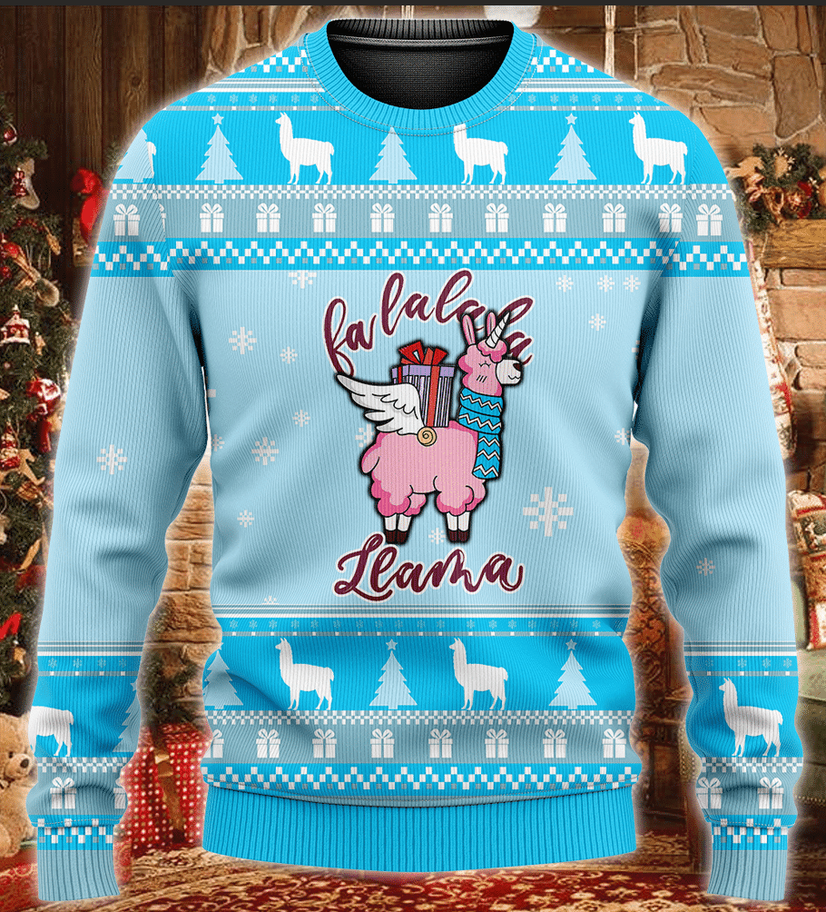 Pink Llama Ugly Christmas Sweater Adult 3D Funny Matching for family