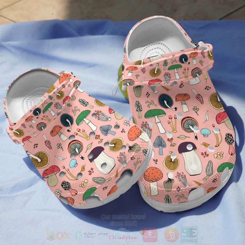 Pink Mushroom Crocs Crocband Clogs Shoes Comfortable For Men Women and Kids