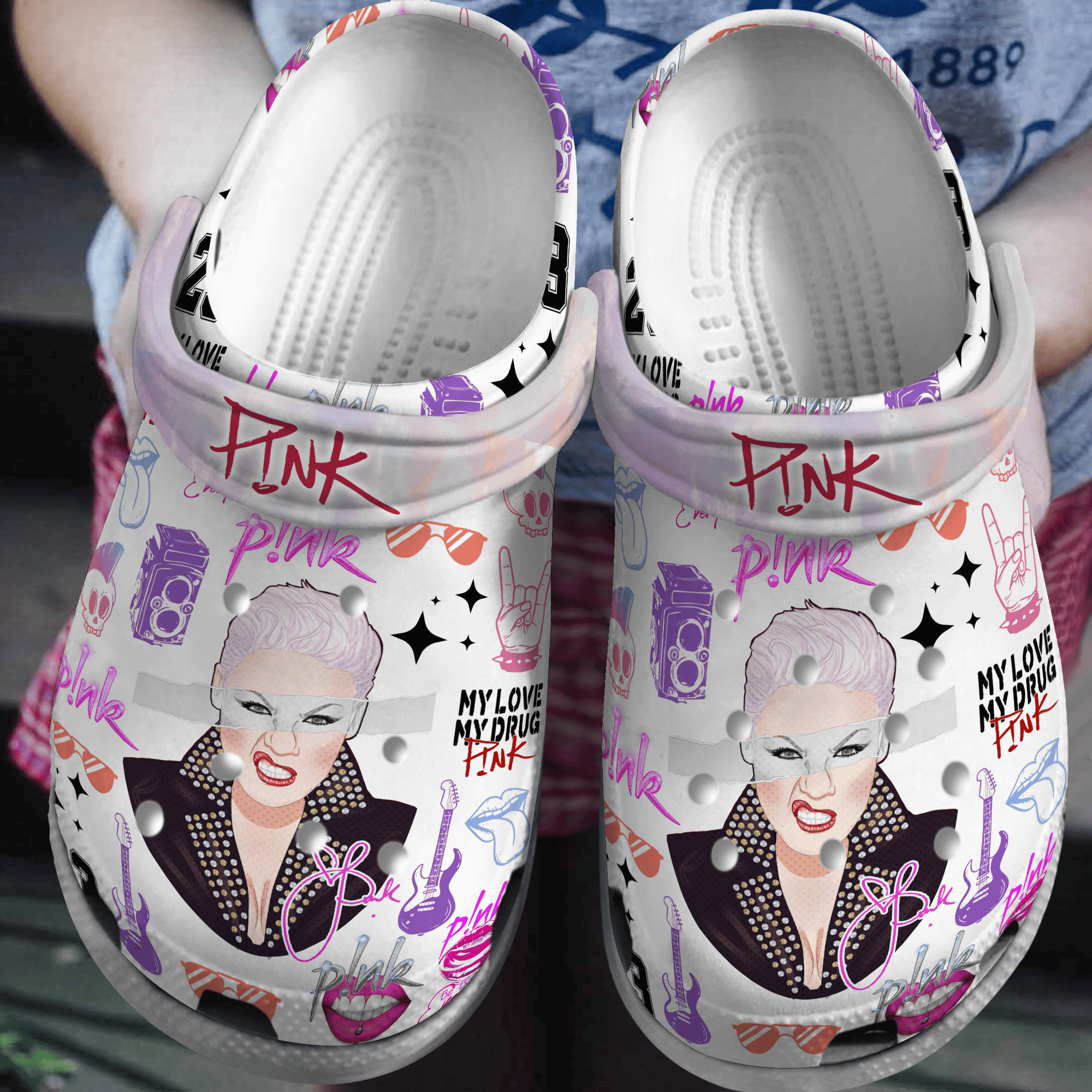 Pink Music Crocs Crocband Clogs Shoes Comfortable For Men Women and Kids