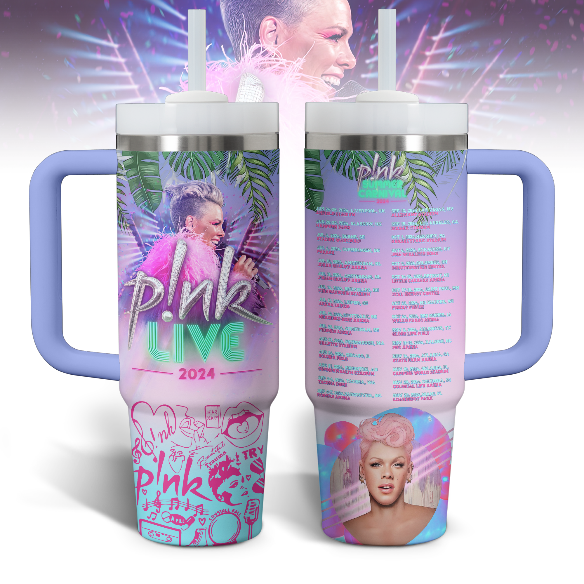 Pink Music Custom Stanley Cup 40 oz 30 oz Tumbler With HandleTVC2301798