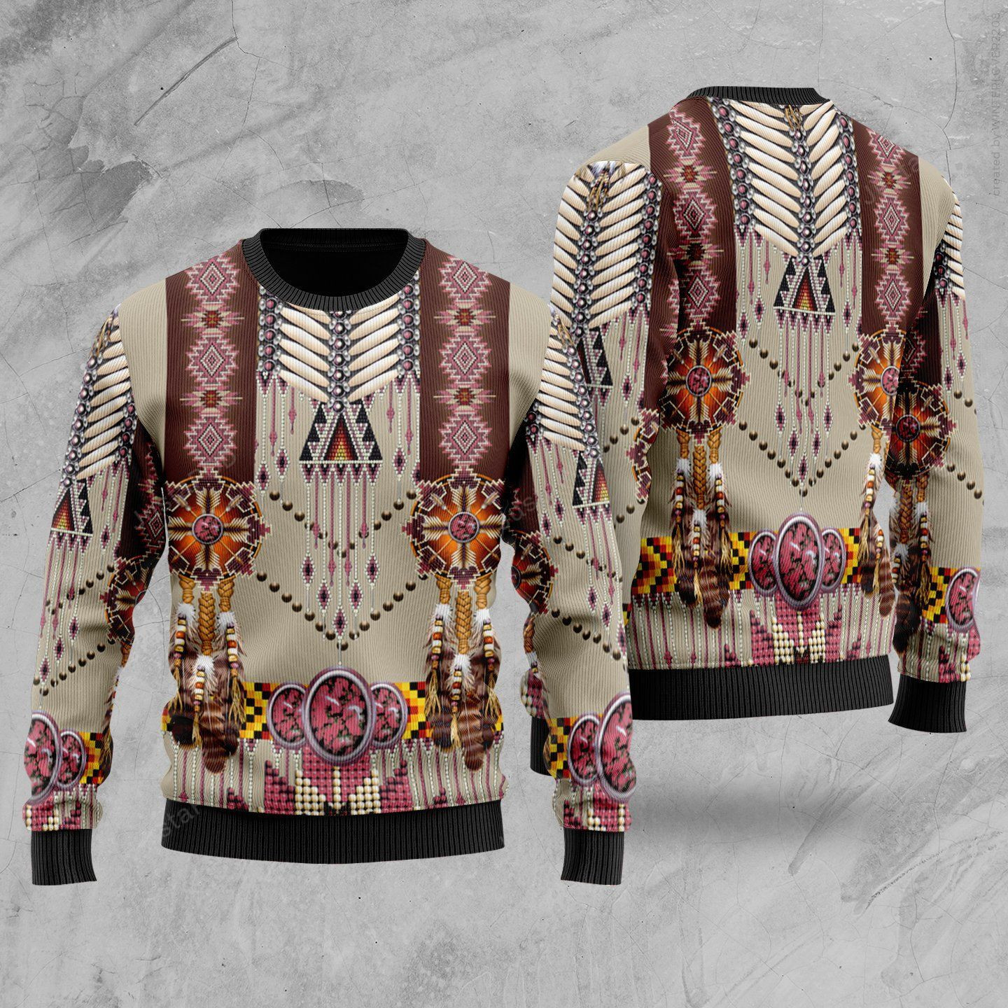 Pink Pattern Breastplate Ugly Christmas Sweater Adult 3D Funny Matching for family
