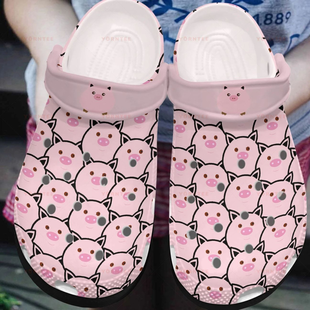 Pink Pig Full Print Gift For Lover Rubber clog Shoes Comfy Footwear