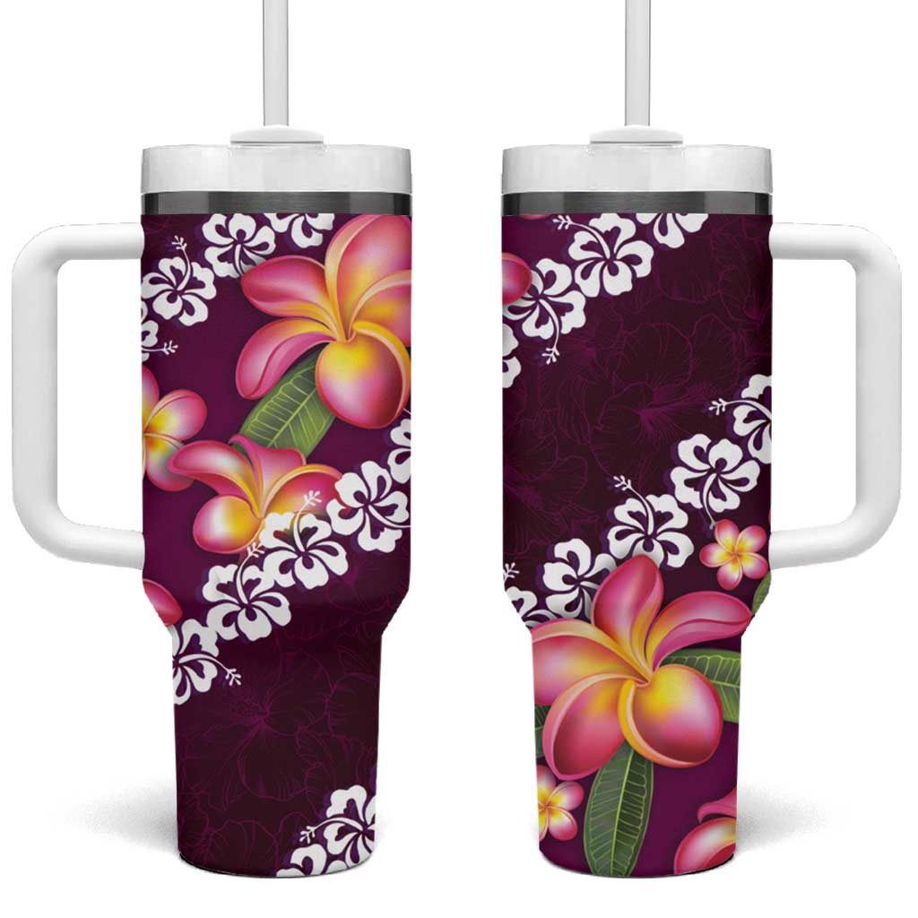 Pink Polynesia Plumeria With Hibiscus Tropical Custom Stanley Cup 40 oz 30 oz Tumbler With HandleTVC2301379