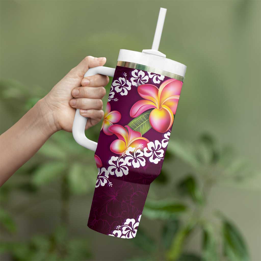 Pink Polynesia Plumeria With Hibiscus Tropical Custom Stanley Cup 40 oz 30 oz Tumbler With HandleTVC2301379 - Image 3