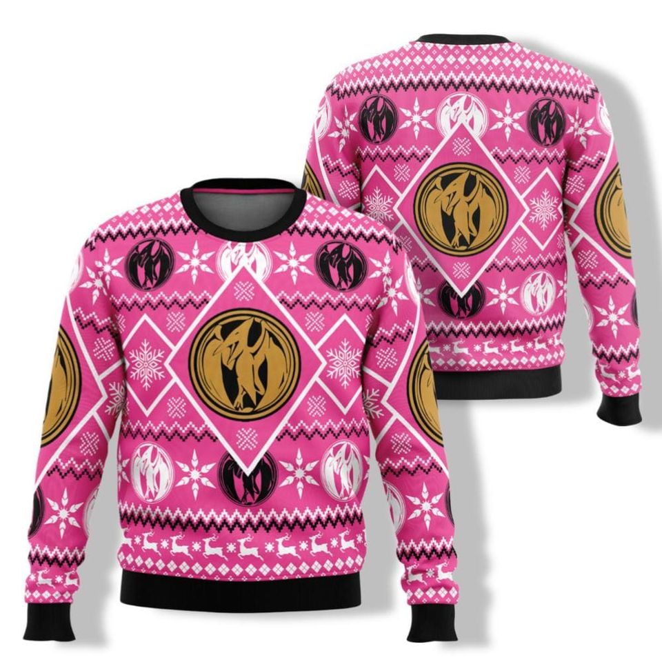 Pink Ranger Power Rangers Ugly Christmas Sweater, Womens Christmas