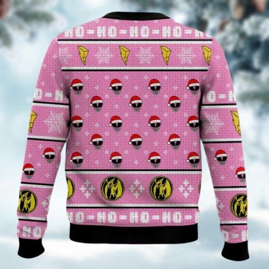 Pink Ranger Ugly Christmas Sweater, Mighty Morphin Xmas Sweater, Power Rangers - Image 9