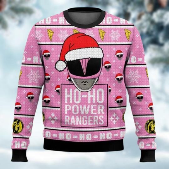 Pink Ranger Ugly Christmas Sweater, Mighty Morphin Xmas Sweater, Power Rangers - Image 7