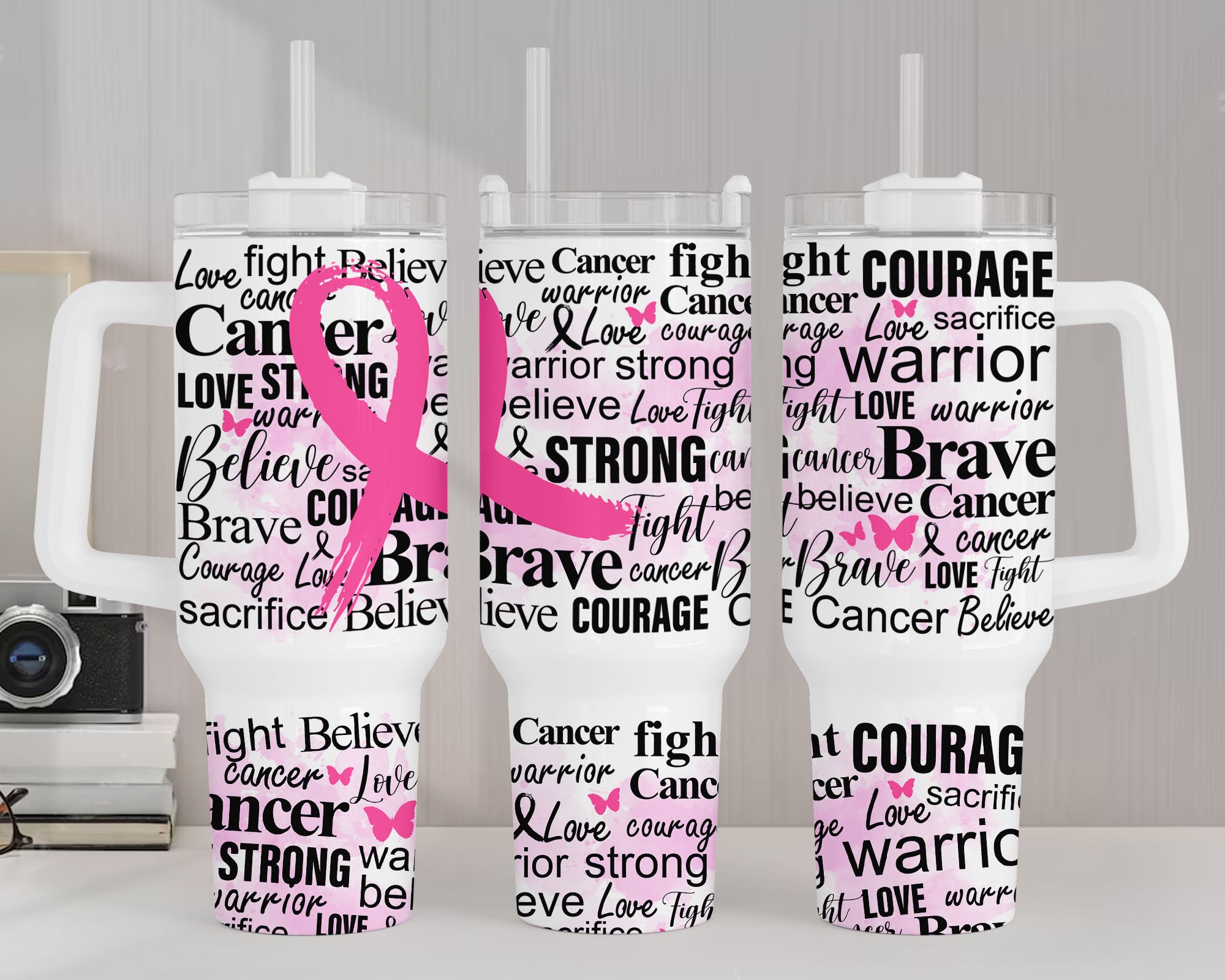 Pink Ribbon Breast Cancer Awareness Custom Stanley Cup 40 oz 30 oz Tumbler With HandleTVC2301960