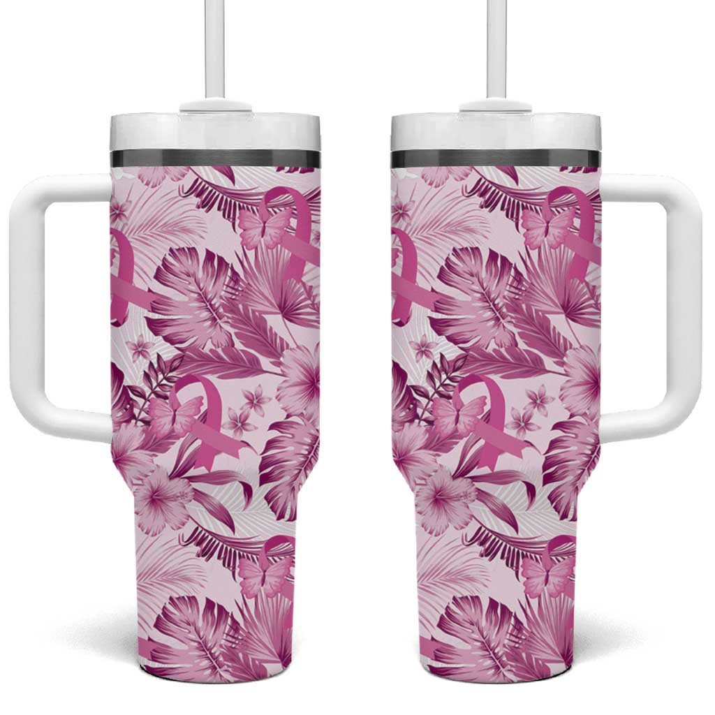 Pink Ribbon Hibiscus Tropical Breast Cancer Custom Stanley Cup 40 oz 30 oz Tumbler With HandleTVC2301359