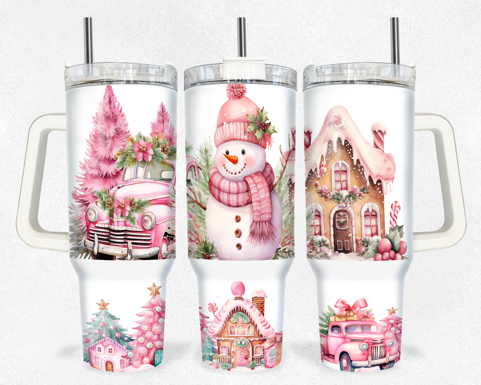 Pink Snowman Christmas Custom Stanley Cup 40 oz 30 oz Tumbler With HandleTVC2301174