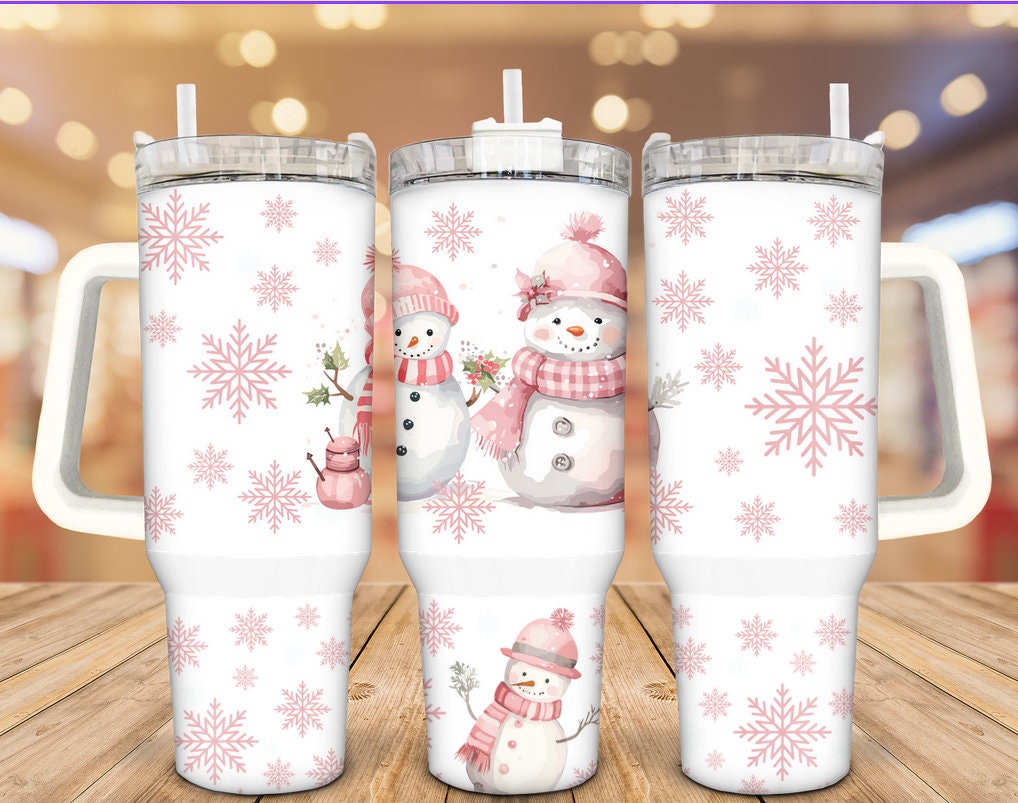 Pink Snowman Custom Stanley Cup 40 oz 30 oz Tumbler With HandleTVC2301933