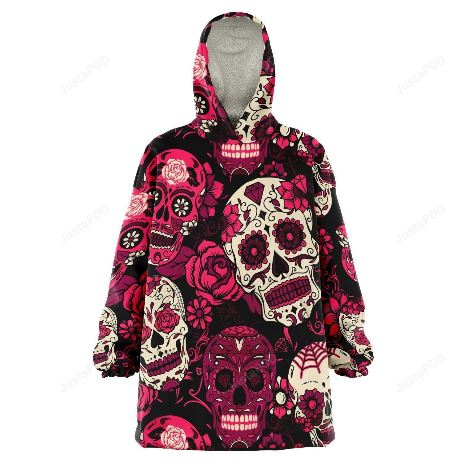 Pink Sugar Skull Snug 3D All Over Print Hoodie, Zip Hoodie